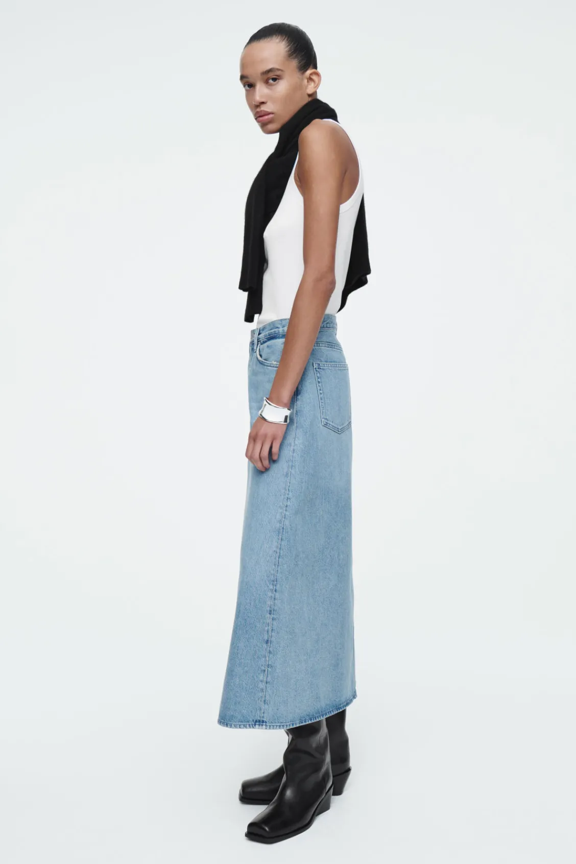 COS A-LINE DENIM MIDI SKIRT-Women Skirts