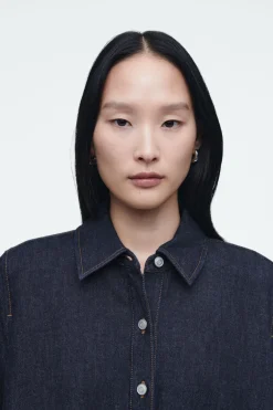 COS A-LINE DENIM MINI SHIRT DRESS-Women Dresses & Jumpsuits
