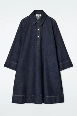 COS A-LINE DENIM MINI SHIRT DRESS-Women Dresses & Jumpsuits