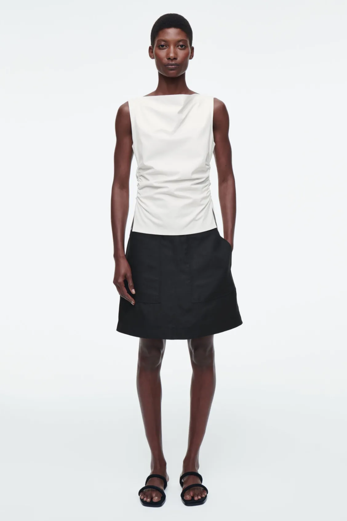 COS A-LINE LINEN MINI SKIRT-Women Skirts
