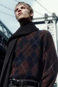 COS ARGYLE BOILED-WOOL SWEATER- Sweaters & Cardigans