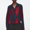 COS ARGYLE WOOL POLO SWEATER-Women Sweaters & Cardigans