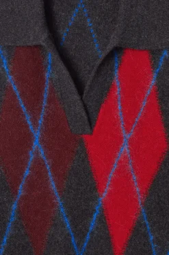 COS ARGYLE WOOL POLO SWEATER-Women Sweaters & Cardigans