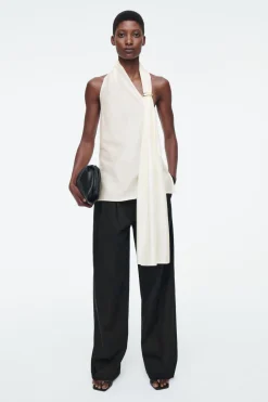 COS ASYMMETRIC BROOCH-DETAIL BLOUSE-Women Shirts & Blouses | Tops