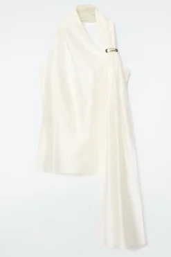COS ASYMMETRIC BROOCH-DETAIL BLOUSE-Women Shirts & Blouses | Tops