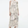 COS ASYMMETRIC CHAIN-PRINT MIDI DRESS-Women Dresses & Jumpsuits