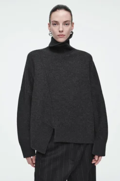 COS ASYMMETRIC MERINO WOOL SWEATER-Women Sweaters & Cardigans