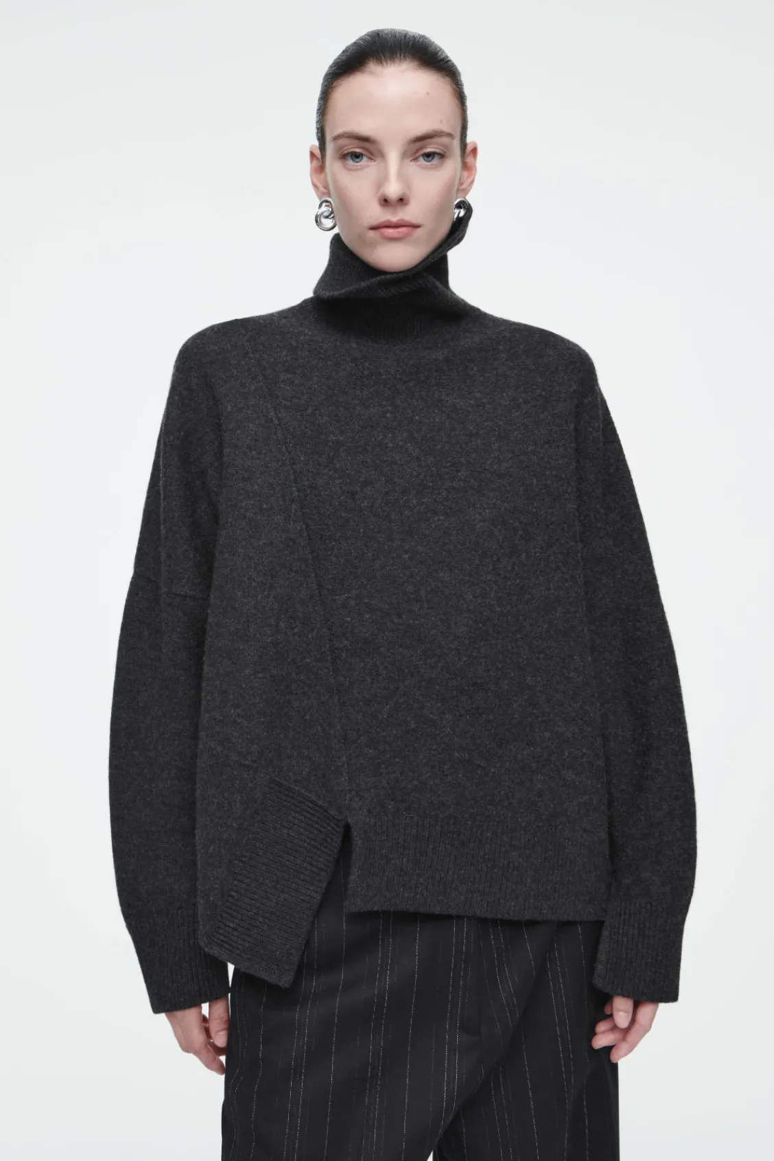 COS ASYMMETRIC MERINO WOOL SWEATER-Women Sweaters & Cardigans