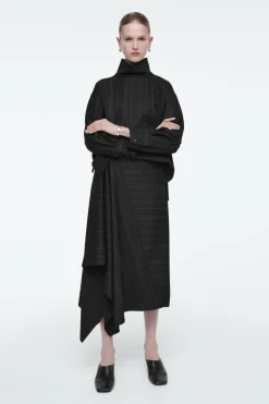 COS ASYMMETRIC PINSTRIPED WOOL SKIRT-Women Vests & Tailoring | Skirts