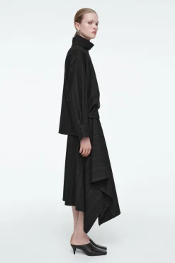 COS ASYMMETRIC PINSTRIPED WOOL SKIRT-Women Vests & Tailoring | Skirts
