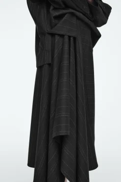 COS ASYMMETRIC PINSTRIPED WOOL SKIRT-Women Vests & Tailoring | Skirts