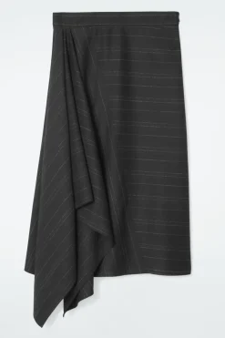 COS ASYMMETRIC PINSTRIPED WOOL SKIRT-Women Vests & Tailoring | Skirts