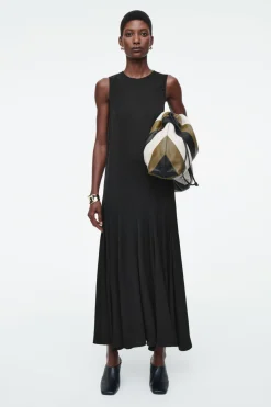 COS ASYMMETRIC TWIST-PANEL MIDI DRESS-Women Dresses & Jumpsuits