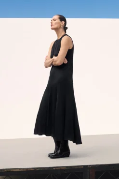 COS ASYMMETRIC TWIST-PANEL MIDI DRESS-Women Dresses & Jumpsuits