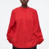 COS BALLOON-SLEEVE SILK BLOUSE-Women Shirts & Blouses | Tops