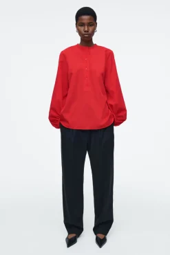 COS BALLOON-SLEEVE SILK BLOUSE-Women Shirts & Blouses | Tops