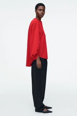 COS BALLOON-SLEEVE SILK BLOUSE-Women Shirts & Blouses | Tops