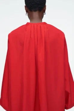 COS BALLOON-SLEEVE SILK BLOUSE-Women Shirts & Blouses | Tops