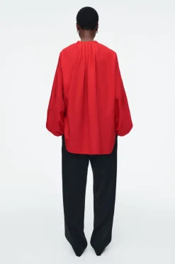 COS BALLOON-SLEEVE SILK BLOUSE-Women Shirts & Blouses | Tops