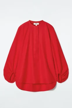 COS BALLOON-SLEEVE SILK BLOUSE-Women Shirts & Blouses | Tops