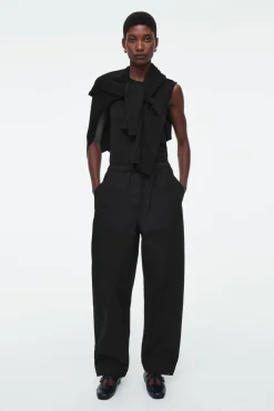 COS BARREL-LEG COTTON PANTS-Women Pants
