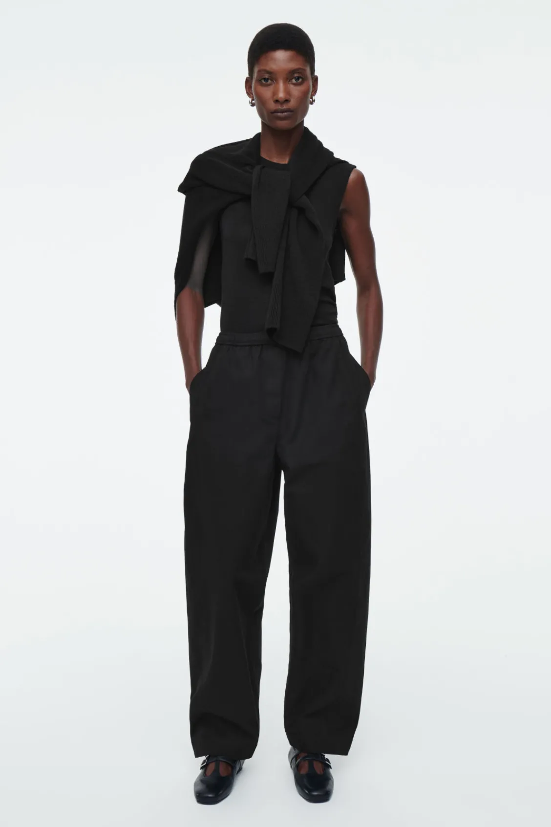 COS BARREL-LEG COTTON PANTS-Women Pants