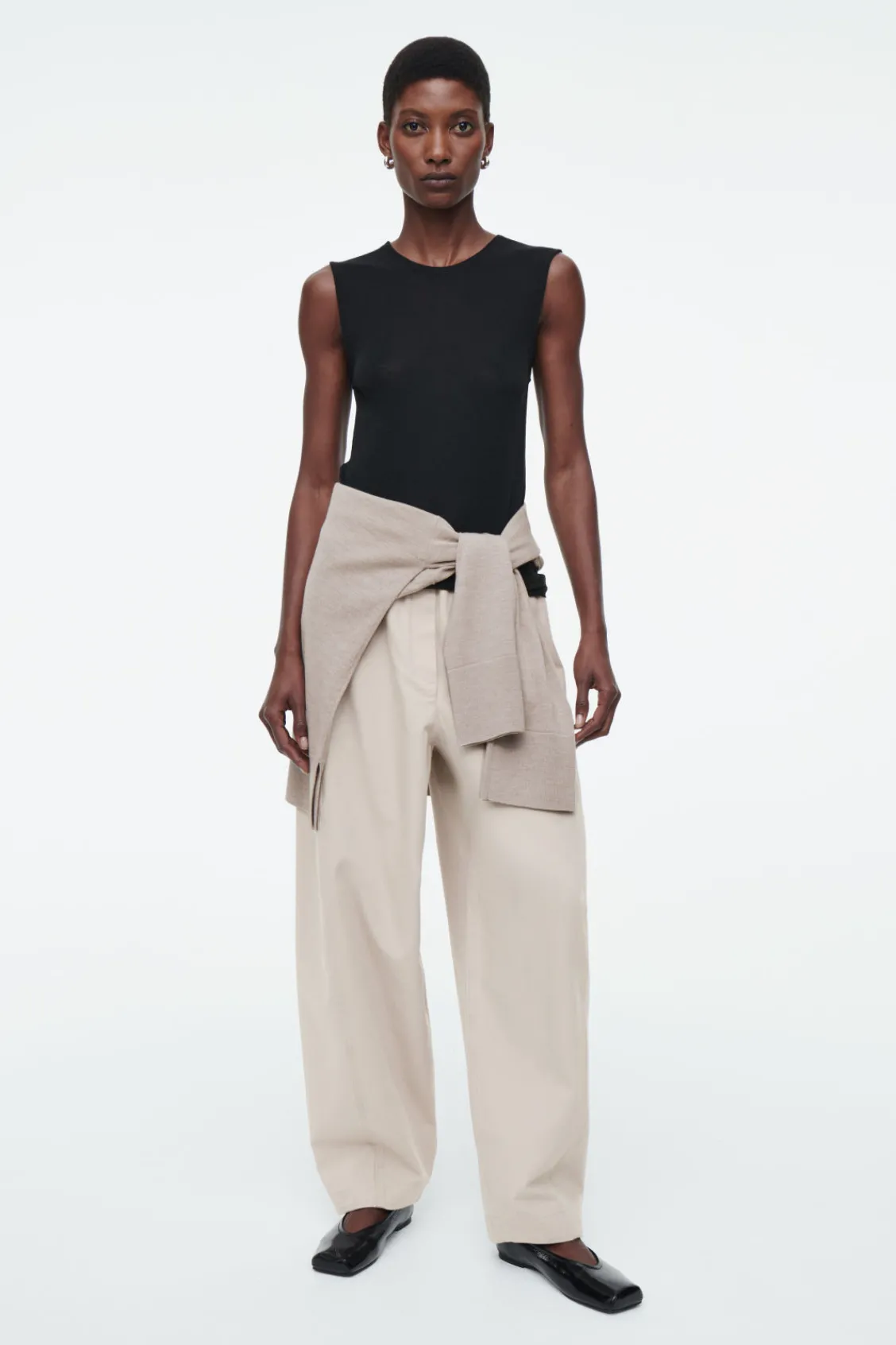 COS BARREL-LEG COTTON PANTS-Women Pants
