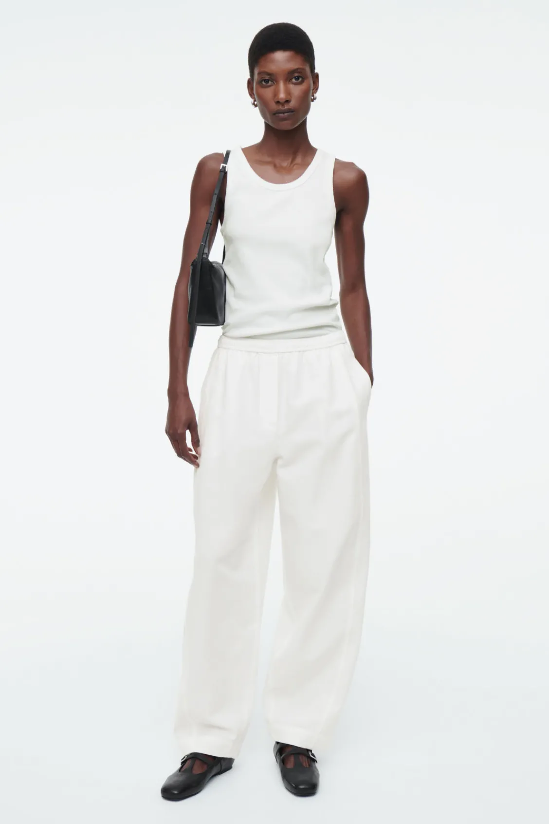 COS BARREL-LEG COTTON PANTS-Women Pants