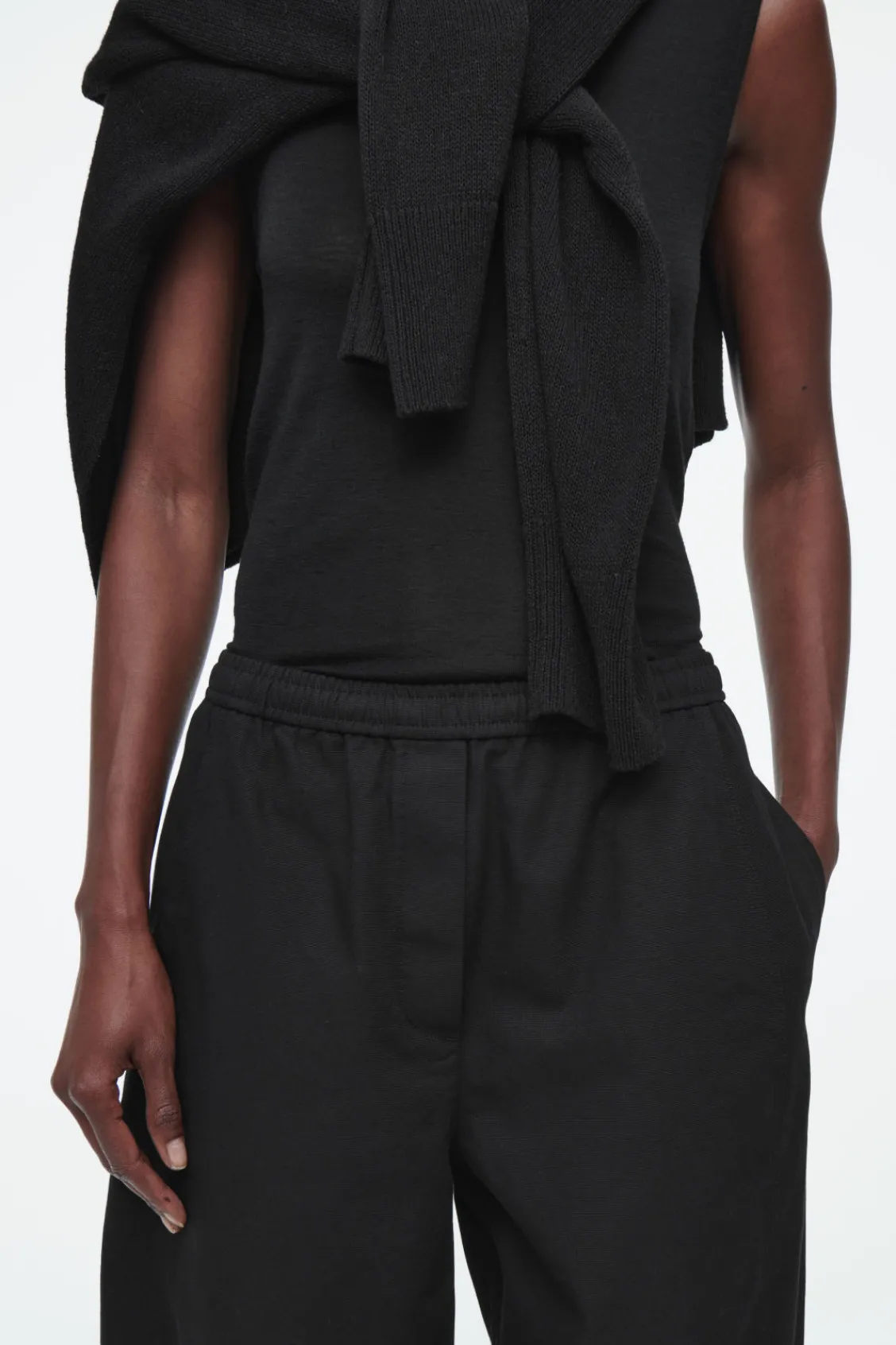 COS BARREL-LEG COTTON PANTS-Women Pants