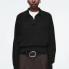 COS BATWING-SLEEVE WOOL POLO SWEATER-Women Sweaters & Cardigans