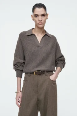 COS BATWING-SLEEVE WOOL POLO SWEATER-Women Sweaters & Cardigans