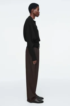COS BATWING-SLEEVE WOOL POLO SWEATER-Women Sweaters & Cardigans