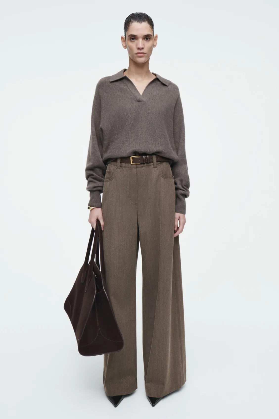 COS BATWING-SLEEVE WOOL POLO SWEATER-Women Sweaters & Cardigans