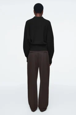 COS BATWING-SLEEVE WOOL POLO SWEATER-Women Sweaters & Cardigans