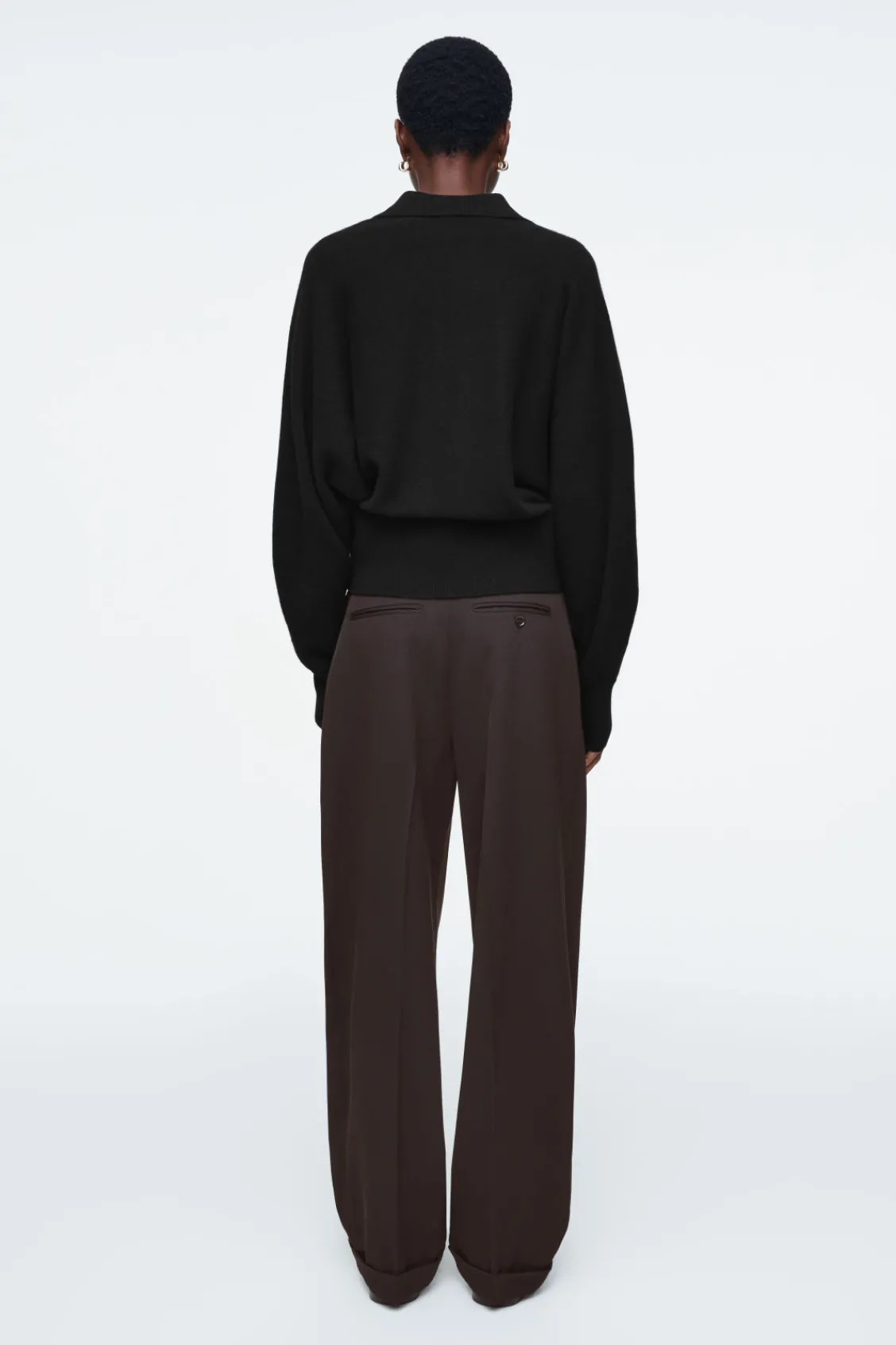 COS BATWING-SLEEVE WOOL POLO SWEATER-Women Sweaters & Cardigans