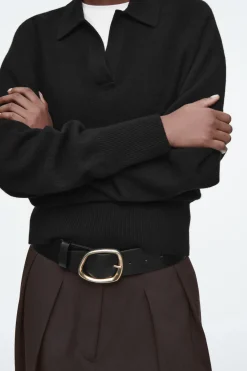 COS BATWING-SLEEVE WOOL POLO SWEATER-Women Sweaters & Cardigans