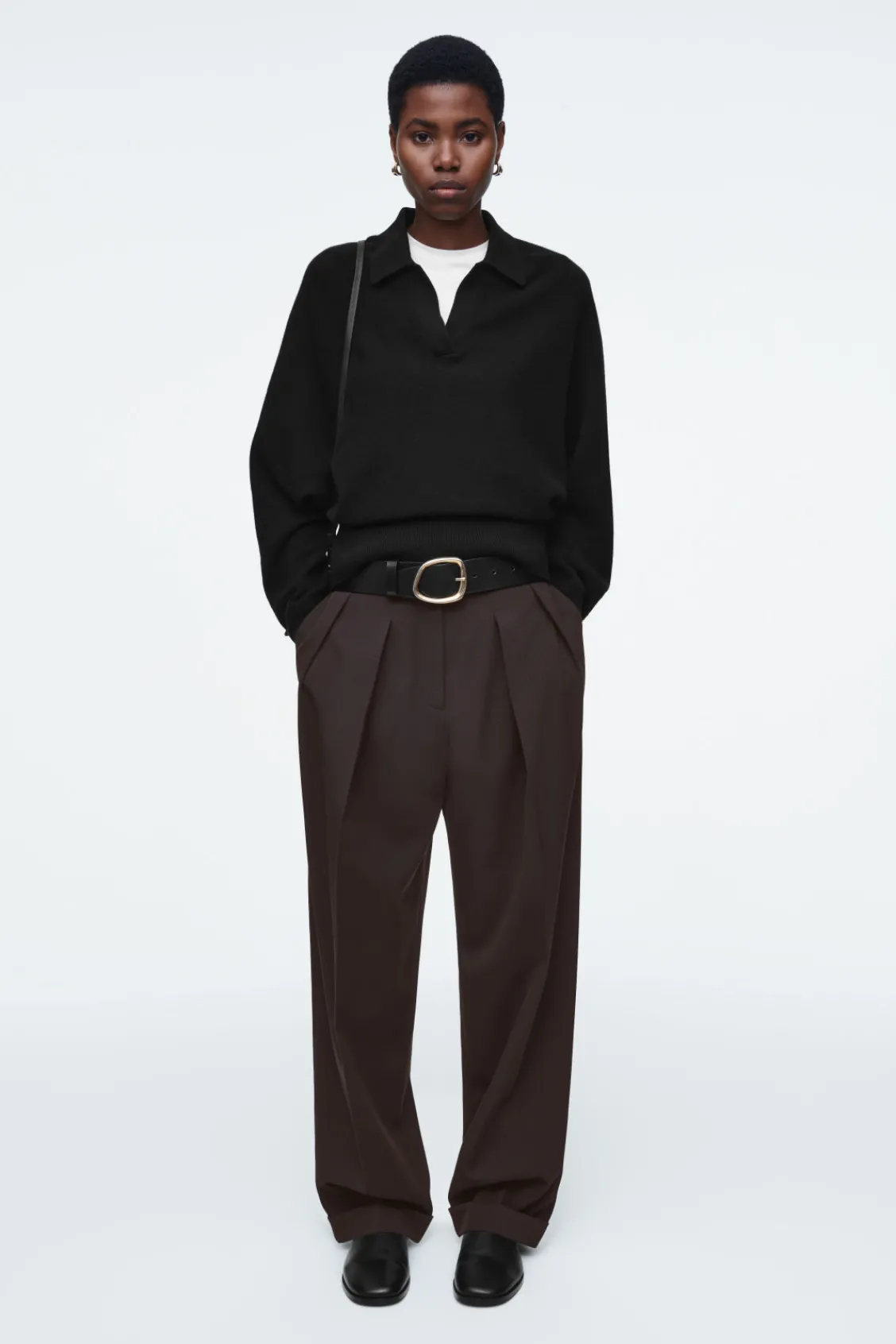 COS BATWING-SLEEVE WOOL POLO SWEATER-Women Sweaters & Cardigans