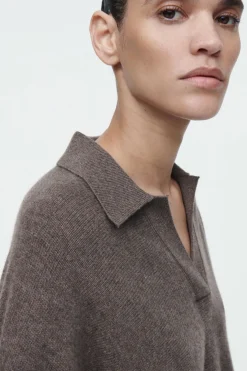 COS BATWING-SLEEVE WOOL POLO SWEATER-Women Sweaters & Cardigans