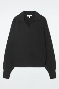 COS BATWING-SLEEVE WOOL POLO SWEATER-Women Sweaters & Cardigans