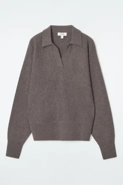 COS BATWING-SLEEVE WOOL POLO SWEATER-Women Sweaters & Cardigans