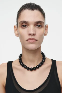 COS BEADED ONYX NECKLACE-Women Jewelry