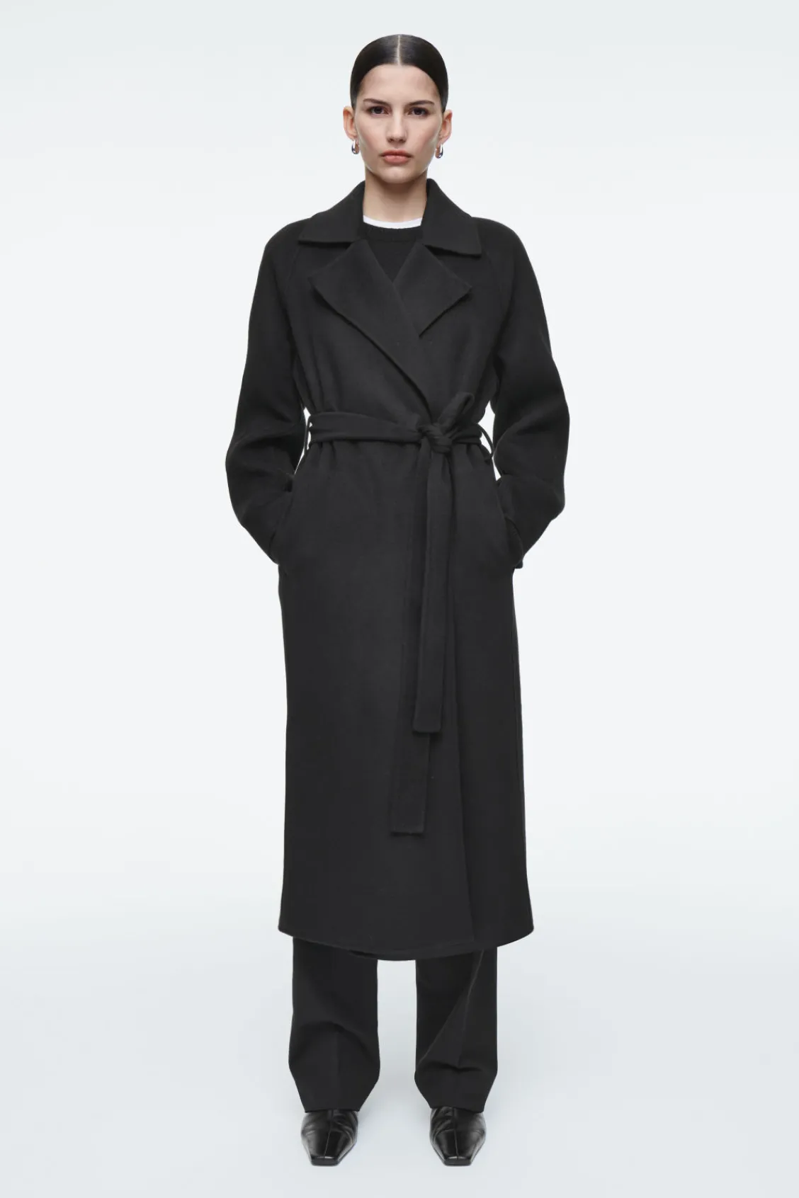COS BELTED DOUBLE-FACED WOOL COAT-Women Coats & Jackets