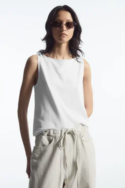 COS BOAT-NECK TANK TOP-Women Tops