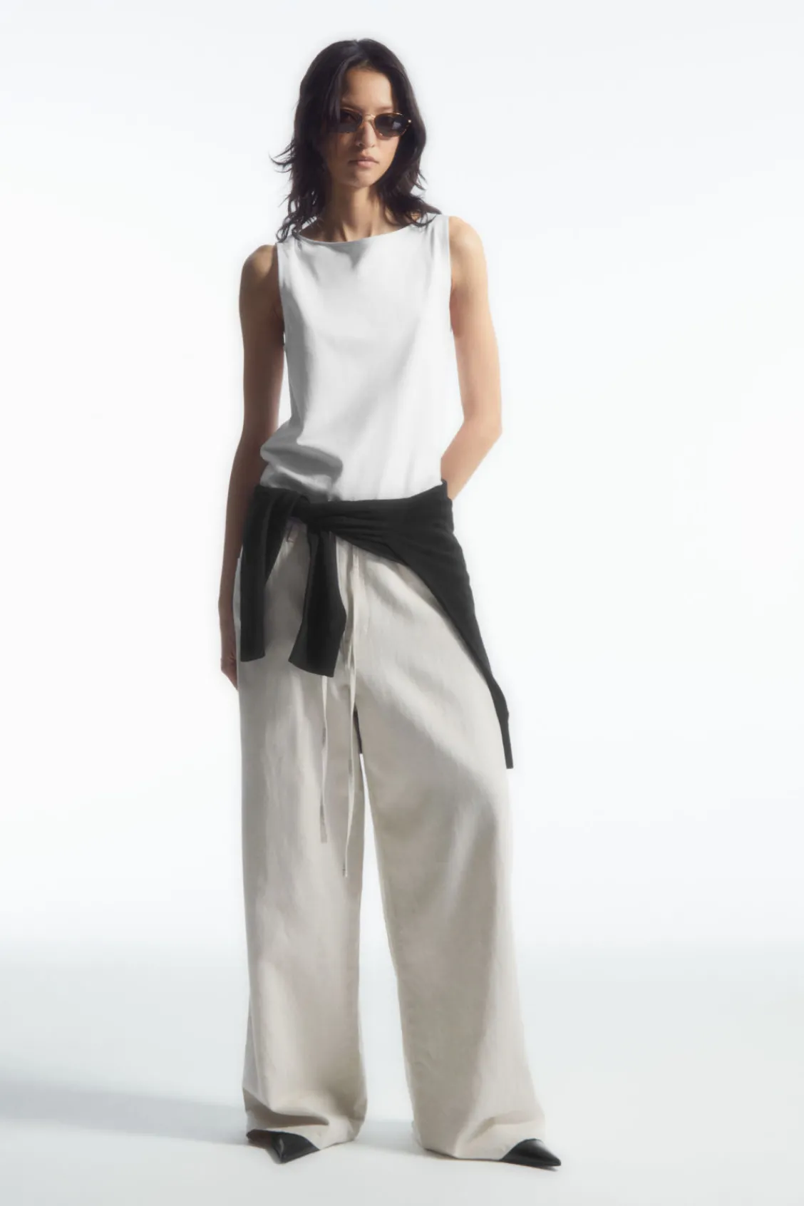 COS BOAT-NECK TANK TOP-Women Tops