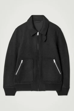 COS BOILED MERINO WOOL AVIATOR JACKET- Coats & Jackets