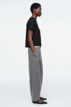 COS BOILED-WOOL BARREL-LEG PANTS-Women Pants