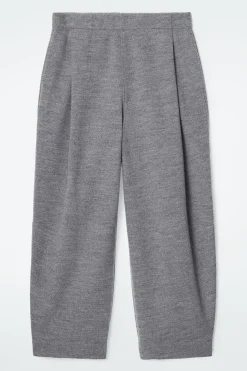 COS BOILED-WOOL BARREL-LEG PANTS-Women Pants
