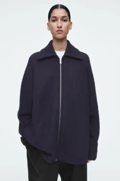 COS BOILED-WOOL ZIPPED JACKET-Women Coats & Jackets | Sweaters & Cardigans