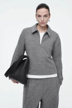 COS BOILED-WOOL ZIP-UP CARDIGAN-Women Sweaters & Cardigans