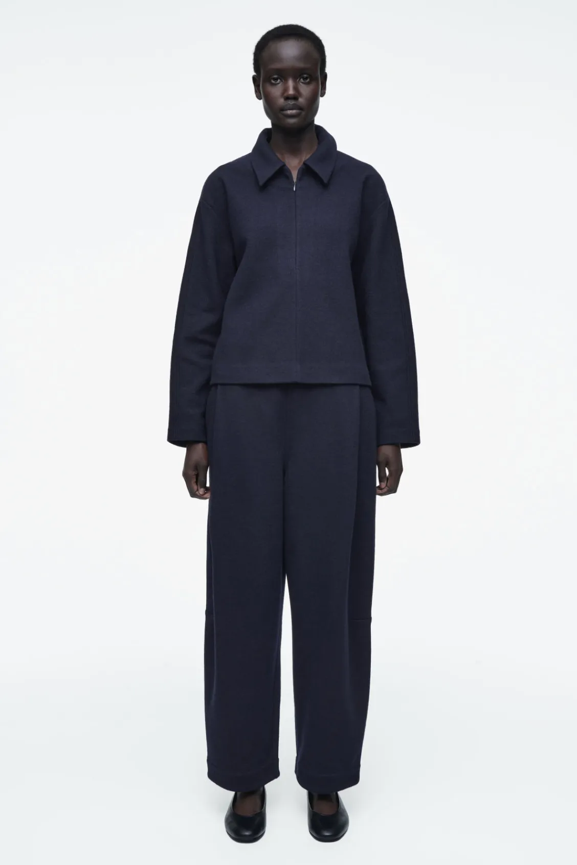 COS BOILED-WOOL ZIP-UP CARDIGAN-Women Sweaters & Cardigans